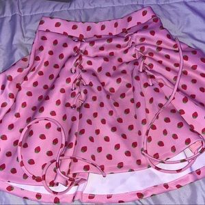 Strawberry Lace Up Skirt (Hot Topic)